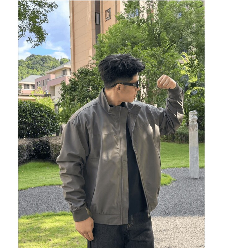 2026 Super Popular Men's Jacket American Retro Suede Stand Collar Harrington Jacket Spring and Autumn Casual Loose Fit for Men