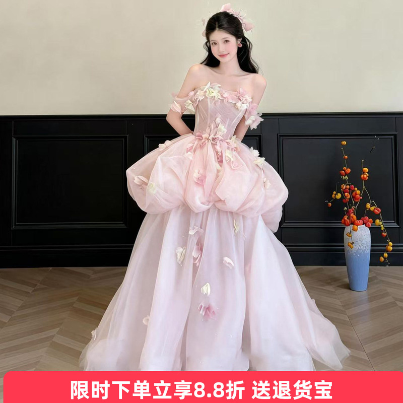 Pink Evening Dress for Women, High-End and Luxurious, 18-Year-Old Birthday Coming-Of-Age Ceremony Girl's Princess Dress, Dressing Gown, Bride's Toast Dress Pink Evening Dress for Women, High-End and Luxurious, 18-Year-Old Birthday Coming-Of-Age Ceremony Girl's Princess Dress, Dressing Gown, Bride's Toast Dress