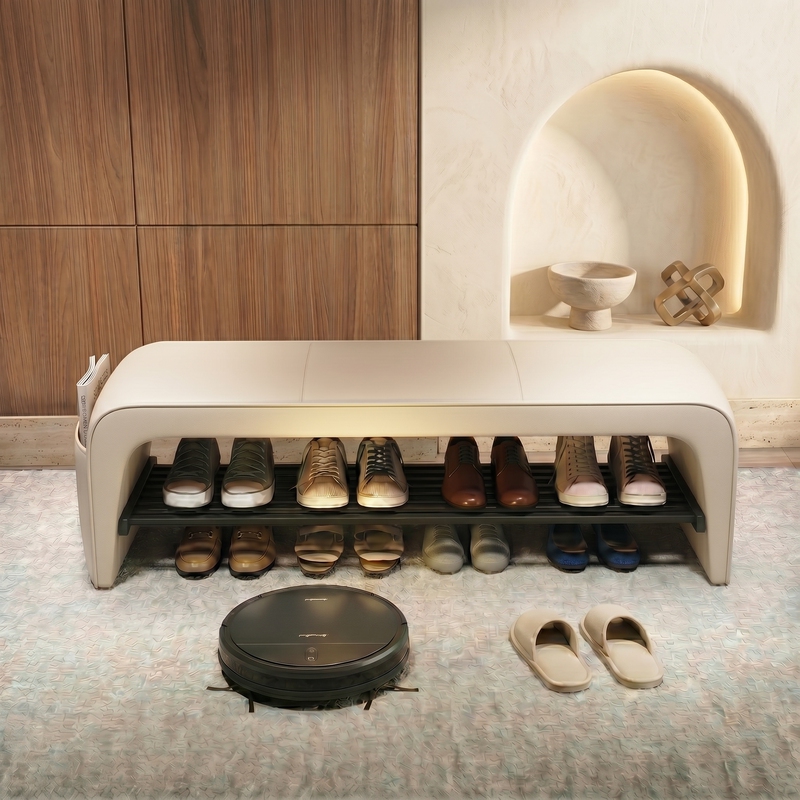 Simple Italian-Style Shoe-Changing Bench for Home Entrance, Integrated Shoe Rack and Storage Bench, Genuine Leather Shoe Cabinet Bench, High-End Bench Simple Italian-Style Shoe-Changing Bench for Home Entrance, Integrated Shoe Rack and Storage Bench, Genuine Leather Shoe Cabinet Bench, High-End Bench