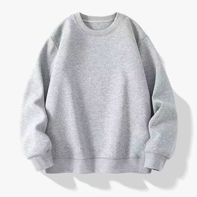 Pure Cotton Top - Solid Color Autumn and Winter Round Neck Long-Sleeved Sweatshirt Casual Loose Korean Style Top