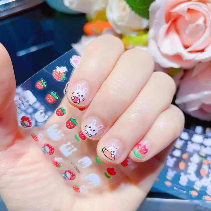 Children's Cartoon Bunny Nail Stickers, Princess Baby Waterproof Nail Art Decals, Kids Toy Flower Nail Stickers
