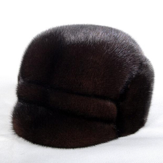 Imported Mink Hat, Men's Fur Hat for Autumn and Winter, Outdoor Cotton Hat for Middle-Aged and Elderly, Full Mink Fur, Warm