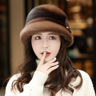 Mink Fur Hat for Women in Autumn and Winter, Middle-Aged and Elderly Ear Protection, Warm Whole Mink Fur, Mink Velvet, Mother's Winter Fur Hat