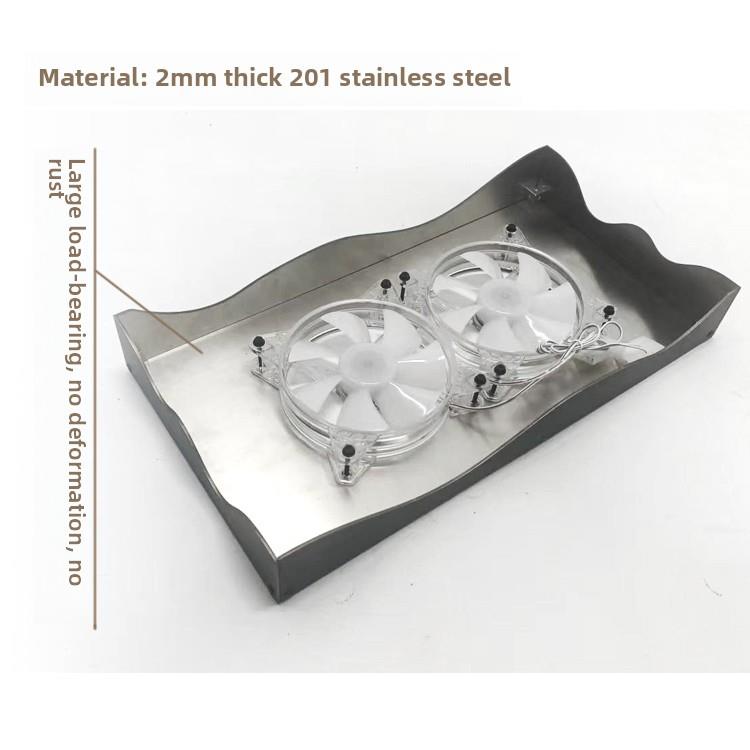 Mosaic stainless steel main chassis cooling rack breathable cooling bracket equipment computer fan base metal bottom bracket