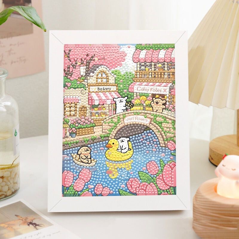 Cartoon Line Drawing Puppy DIY Handmade Diamond Paste Sticker Puzzle Children's Desk Toy ins Style Birthday Gift