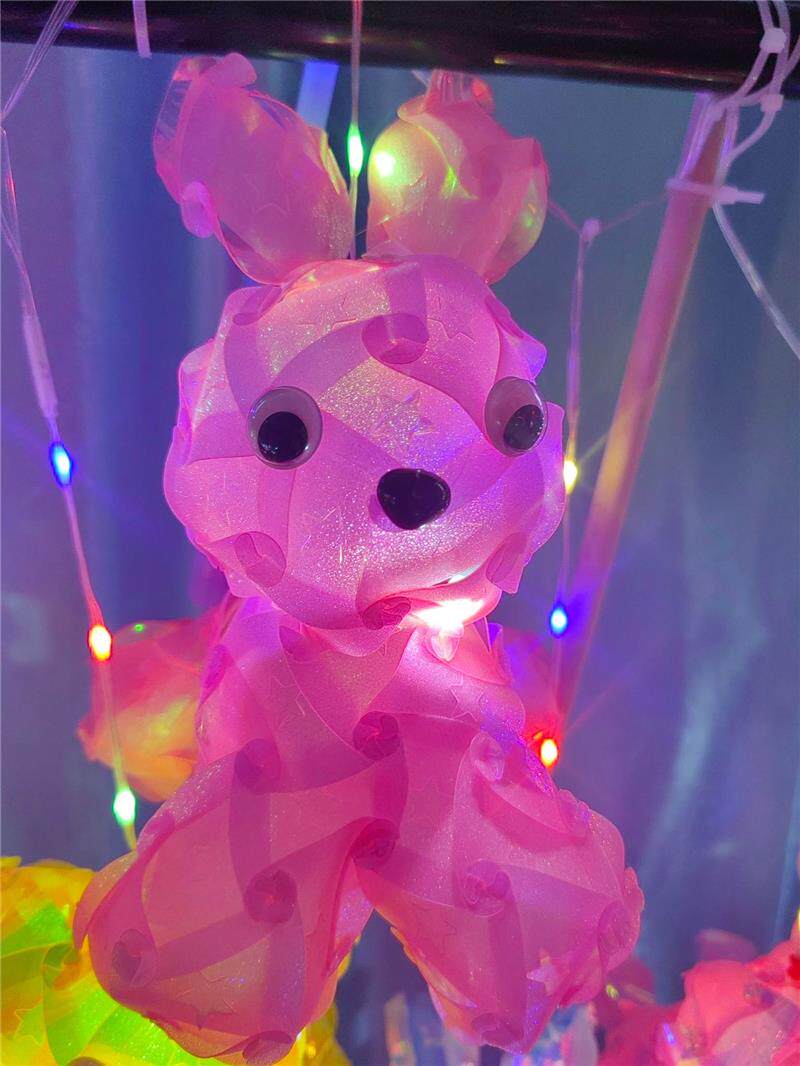 Китайский фонарик 国庆节3d立体动物炫彩镭射手提花灯材料片儿童手工diy灯笼摆摊