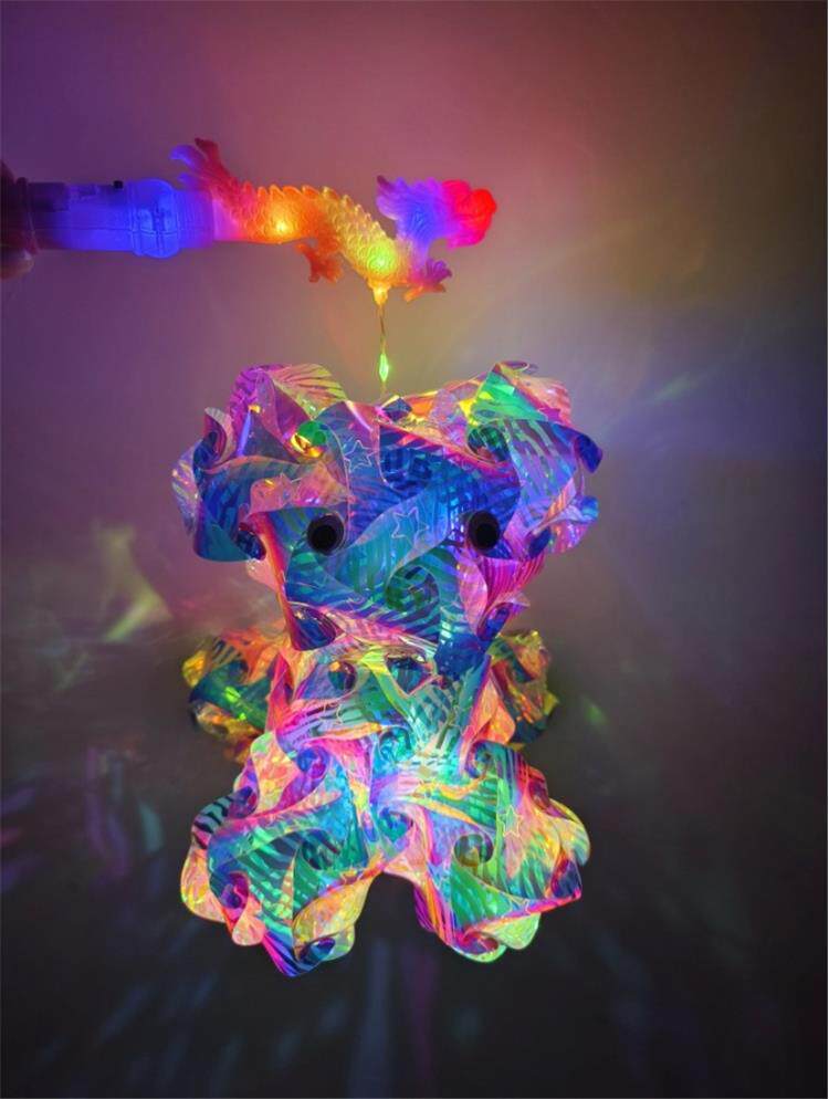 Китайский фонарик 国庆节3d立体动物炫彩镭射手提花灯材料片儿童手工diy灯笼摆摊