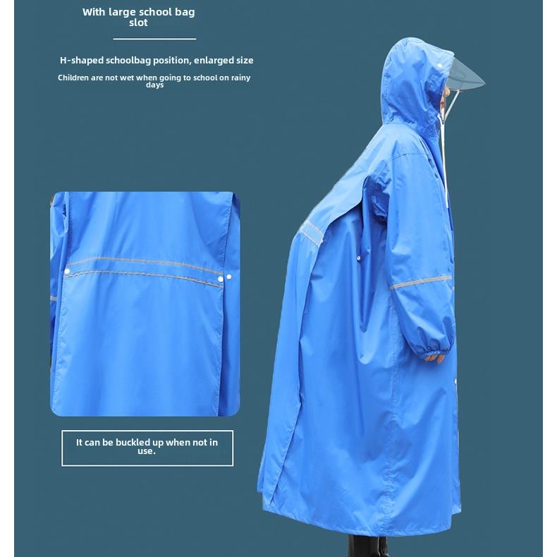 .Wearable Oversized Long Raincoat with Backpack for Men and Women, Suitable for Size 150kg and Above, Summer Double-Brimmed Hiking and Mountain Climbing Poncho