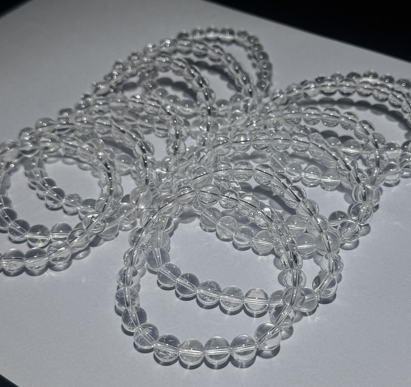 Natural White Crystal Round Bead Bracelet, Transparent and Cost-Effective Crystal Jewelry, Single-Circle Handmade