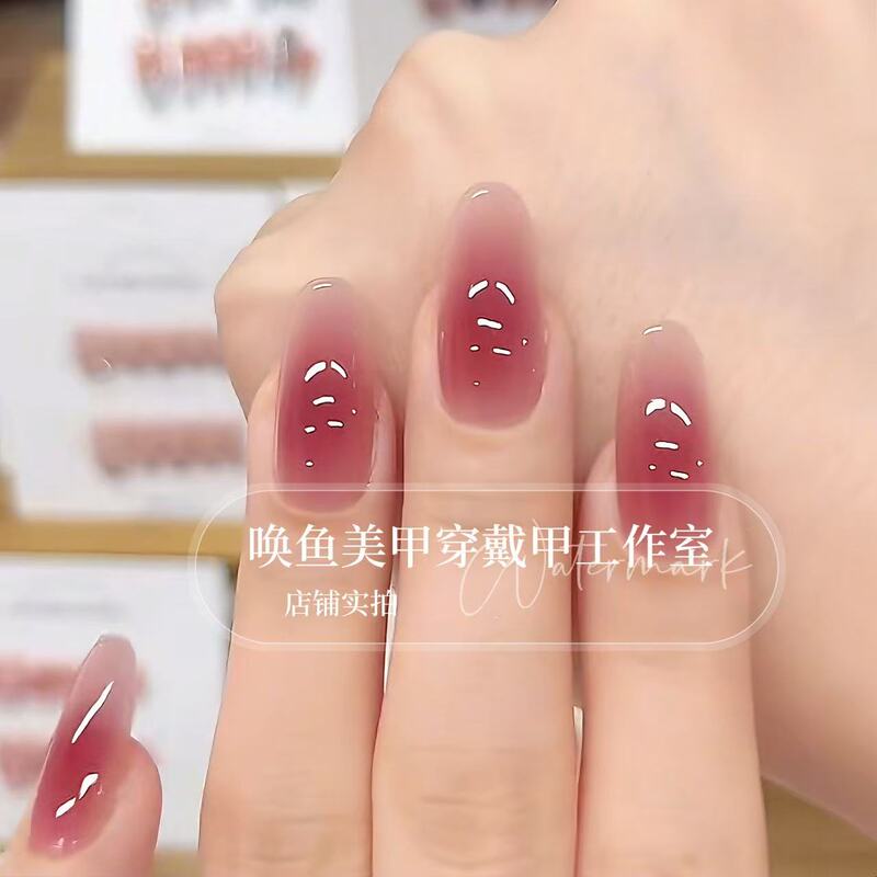 Purely Handmade Wearable Nails, Pure Desire Bayberry Blush Nails, Simple High-End Elegant Manicure, Pregnant Women and Students Fake Nails, Rose Red