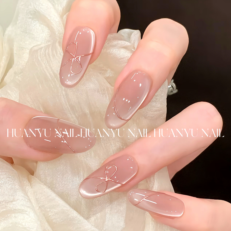 Purely Handmade Wearable Nails with Cat's Eye Glass Beads, 2026 New Style, Gentle and Elegant, Brightening and High-End Nail Patches