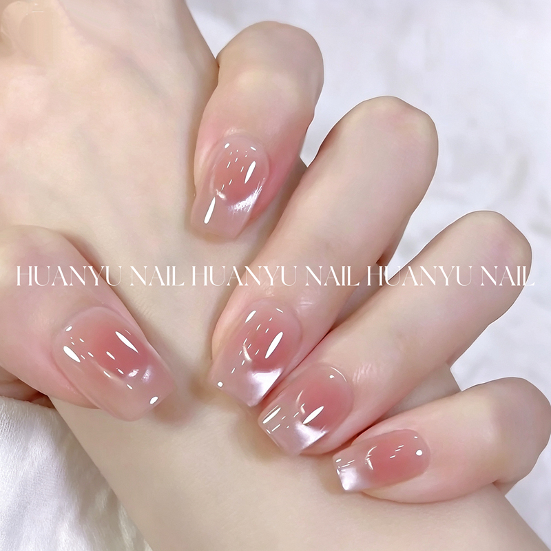 Purely Handmade Wearable Nails, French Cat-Eye Manicure, 2026 New Style, Blush Gradient, Pure and Desirable, Brightening, High-End Nail Patches