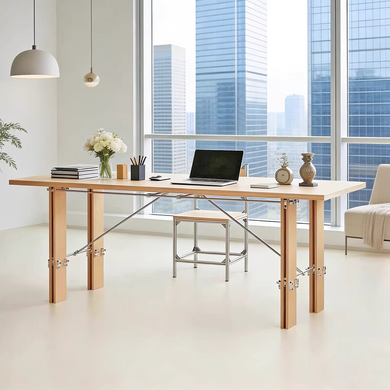 Bauhaus Desk Designer Birch Marine Board Workbench Minimalist Long Table Optical Axis Computer Desk Office Desk