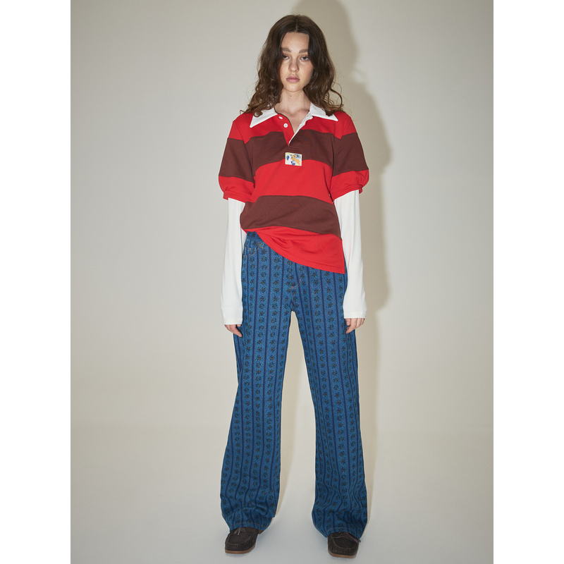Optinips*Floral Print Jeans Hand-Painted Striped Floral Loose Straight Mid-Waist Jeans Optinips*Floral Print Jeans Hand-Painted Striped Floral Loose Straight Mid-Waist Jeans