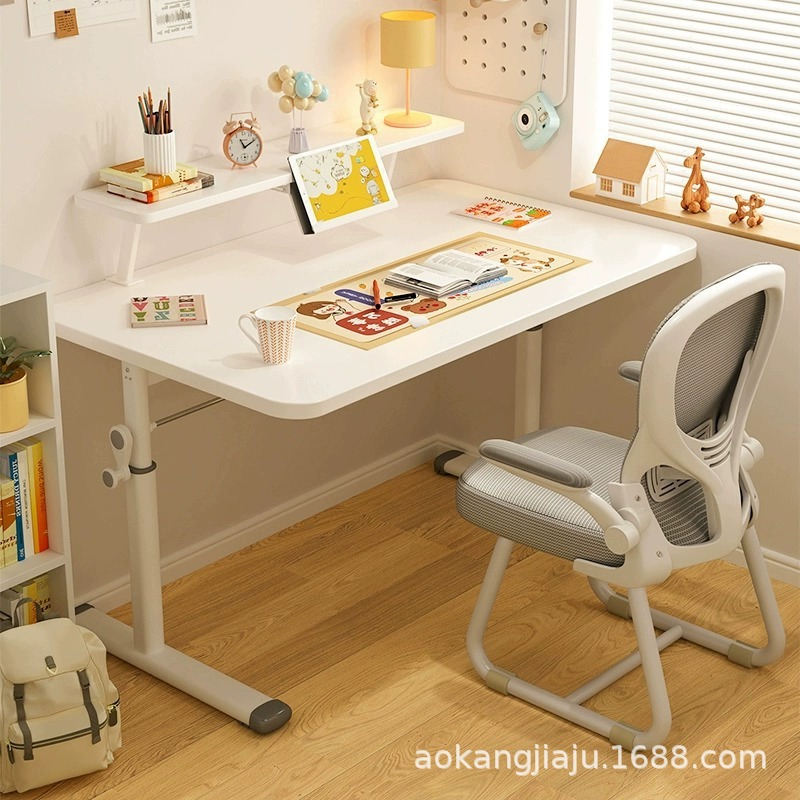 Children's study table manual lifting desk primary school student home writing table simple table and chair set computer table