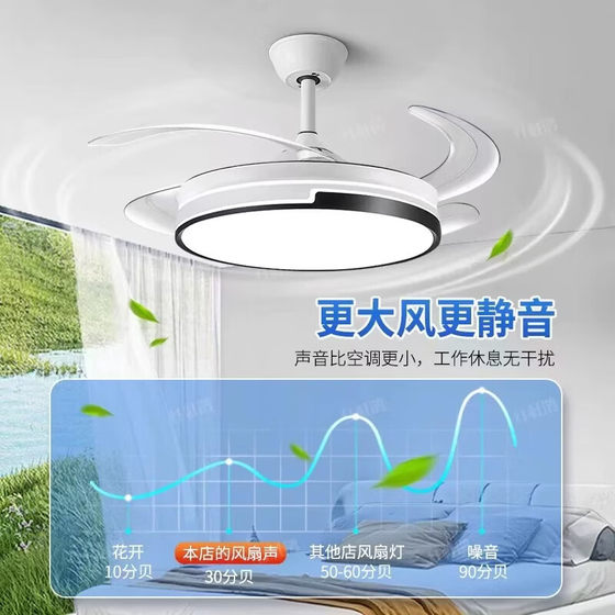 Gu Family Restaurant Light and Fan Combo, Light Luxury and High-End Feel, Kitchen Ceiling Fan Light with Invisible Fan, Modern and Simple
