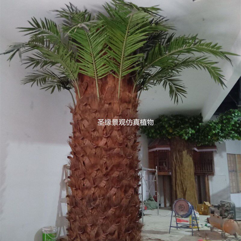 包柱子棕榈树假棕树森系造v景假树摆件落地热带风景绿化景观树椰