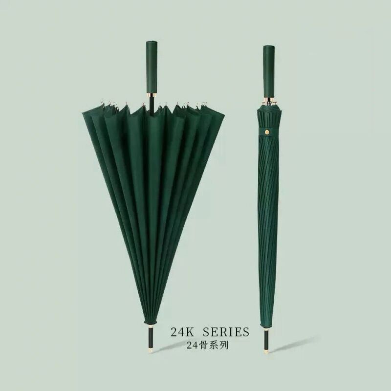 German-Style 24-Rib Automatic Long-Handle Umbrella for Men, Business Reinforced Wind-Resistant Straight Umbrella for Women, Simple Large Size for Heavy Rain, Household Use