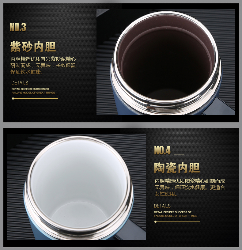 Fuguang Zisha Cup Cup văn phòng có nắp Nam và nữ Cup Cup Cup cách nhiệt gốm sứ Chữ tùy chỉnh chai đựng nước