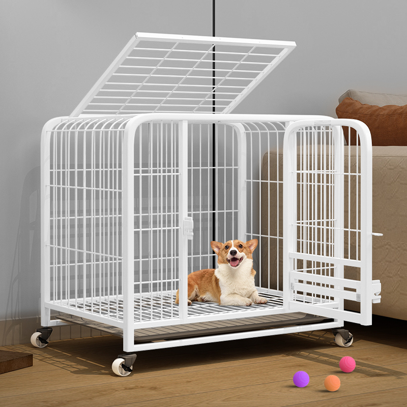 Small Dog Cage, Pet Dog Cage, Teddy, Shiba Inu, Corgi, Bichon, French Bulldog Cage with Toilet, Medium-Sized Dog Cage