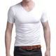 Áo thun cotton nam tay ngắn màu đen trắng đơn giản đơn sắc thon gọn thân hình bó sát bên trong quần áo hè.