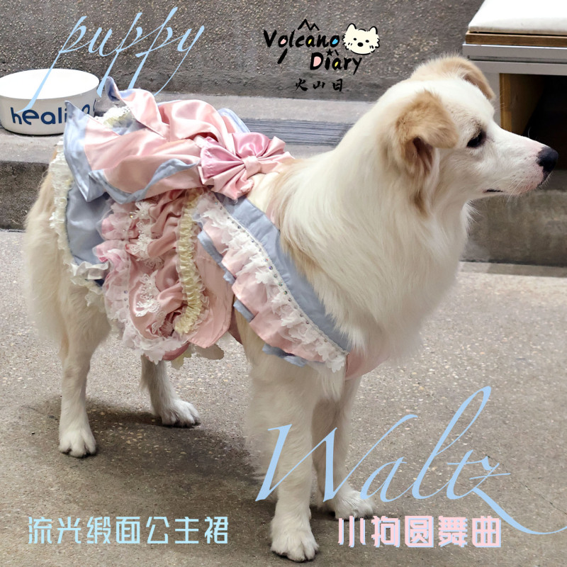 Volcano Day Original Dog Satin Bow Princess Dress Wedding Dress for Medium and Large Dogs Border Collie Corgi Volcano Day Original Dog Satin Bow Princess Dress Wedding Dress for Medium and Large Dogs Border Collie Corgi
