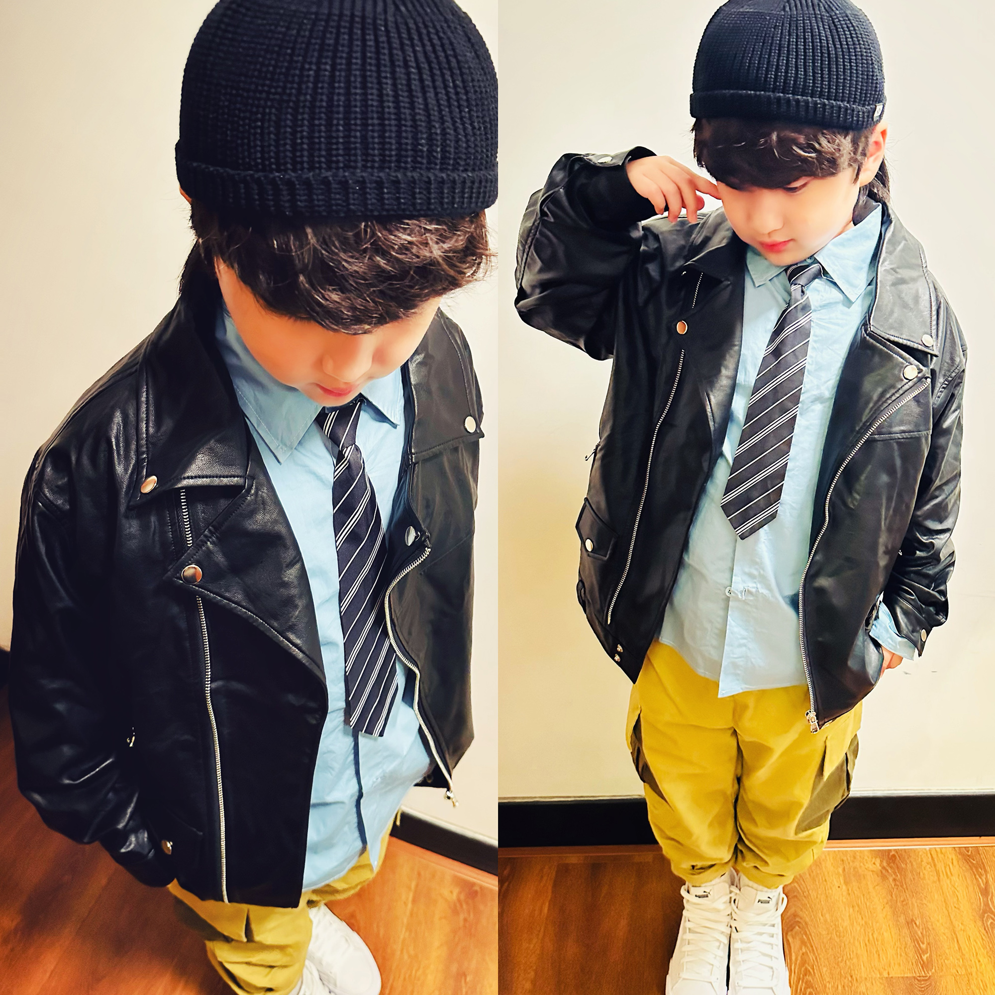 OHDREAM gross storm macaron soft soft locomotive leather jacket jacket male and female child jacket-Taobao