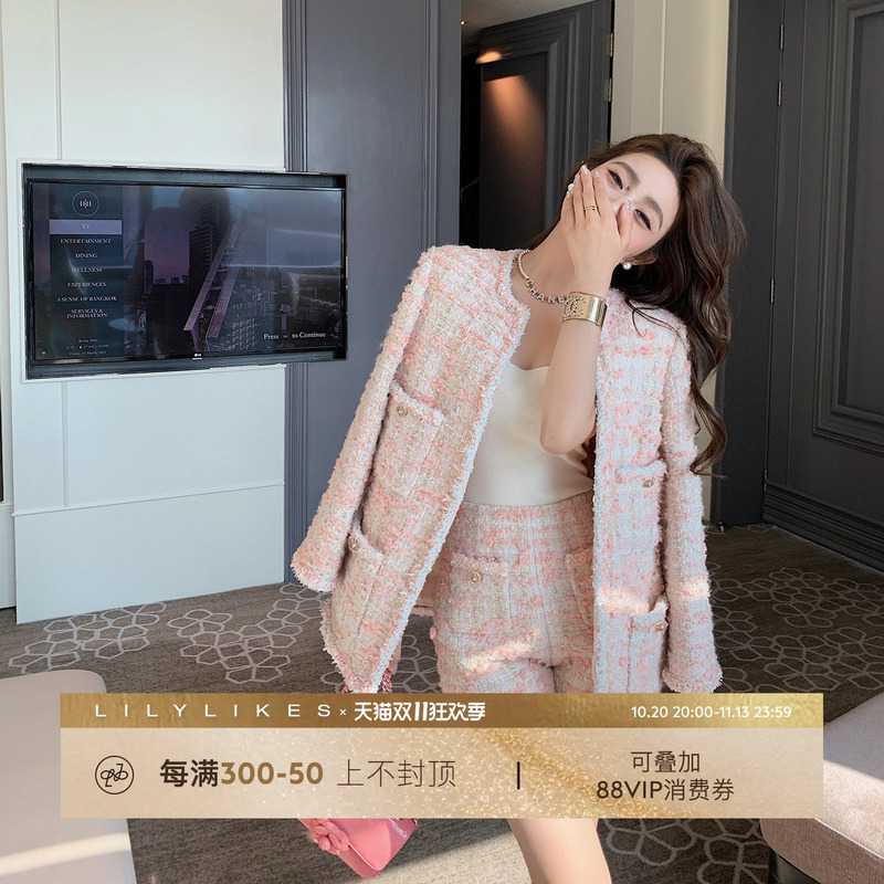 Lilylikes "Coco Pink Sweetheart” Elegant Ladylike Chanel-Style Vest/Jacket/Shorts Set
