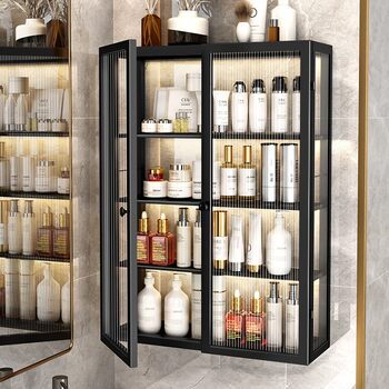 German Bathroom Shelf, Bathroom Cosmetics Storage Cabinet, Punch-Free Wall-Mounted Storage Shelf Above the Washbasin