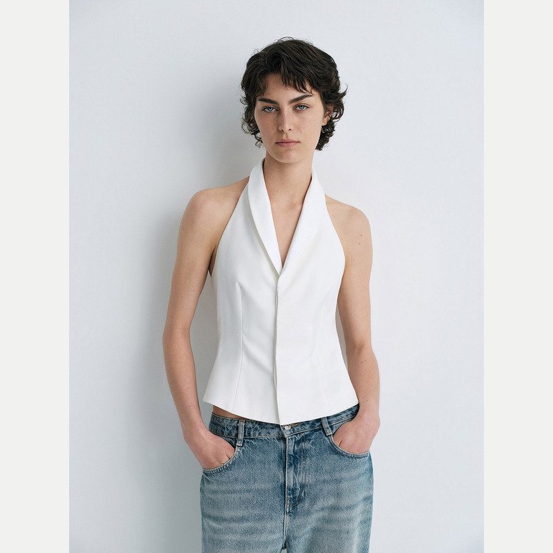 Karing｜Green Fruit Collar Adjustable Halter Neck Waist-Cinching Backless Vest for Women 2026 Summer New Slim-Fit Top