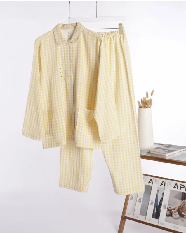 Unprinted Cotton Double-Layer Gauze Candy-Colored Loungewear