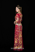 2021 new hand-embroidered big Wufu Chinese style wedding temperament is thin and Xiuhe dragon and phoenix coat wedding wedding dress rental