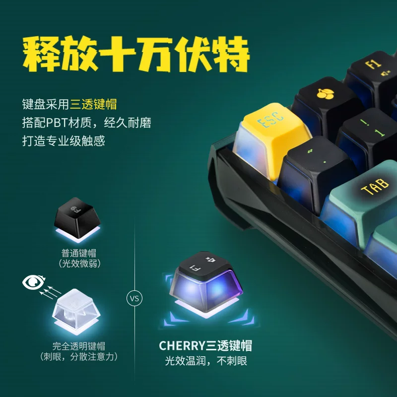 Клавиатура механическая беспроводная CHERRY MX3.0S/3.1S Pokémon Пикачу Чаризард алюминиевая Tuotuo