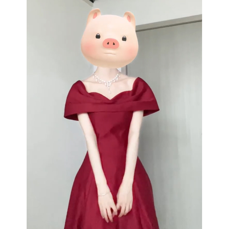 French-Style Toast Dress for Bride, Red 2026 New Model Engagement Evening Gown, High-End Birthday Adult Ceremony Banquet Dress