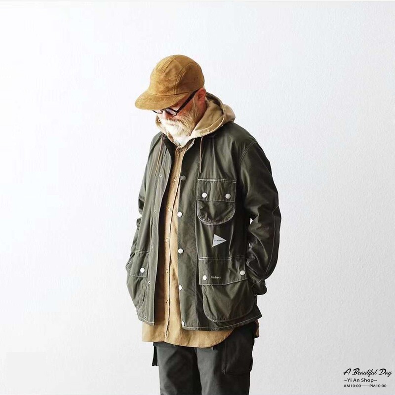 Japanese Brand Andwander Collaboration Vintage Reversible Hunting-Style British Multi-Pocket Jacket Coat Windbreaker