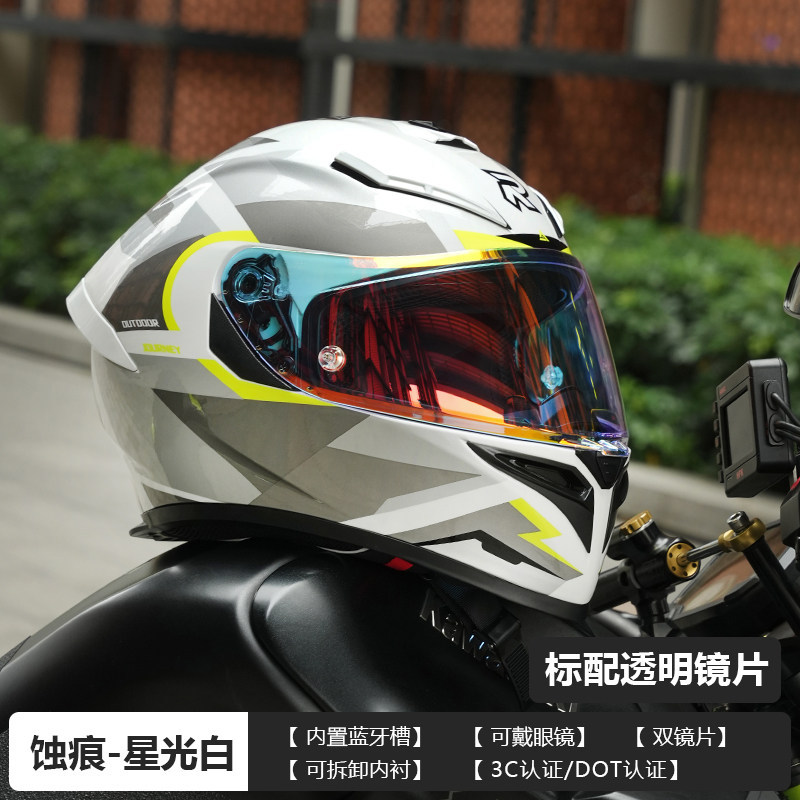 Rsv Motorcycle Riding Helmet Full-Face Helmet for Men and Women Motorcycle Safety Helmet Female Riding Helmet Electric Vehicle Couple Dual-Lens Helmet