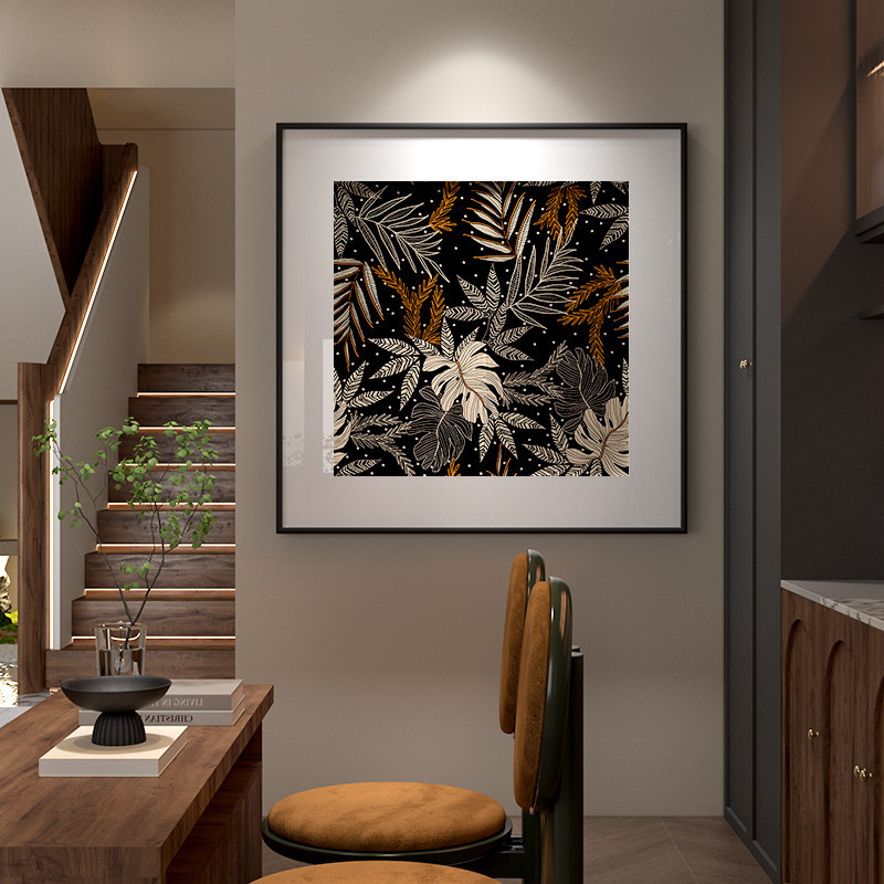 Italian Minimalist Modern American-Style Living Room Decorative Painting, Black and White Dining Room Entrance Wall Art, Bedroom Headboard Art Display