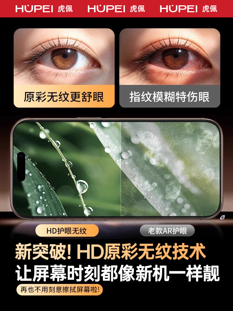 [New Hdar German Top-End Eye Protection]Hupai Tempered Glass Screen Protector for Apple 16 Pro Max, iPhone 15 Pro Phone Screen Protector, 14 Plus Screen Protector, Anti-Blue Light, 13 Anti-Peeping, 12 Full Screen