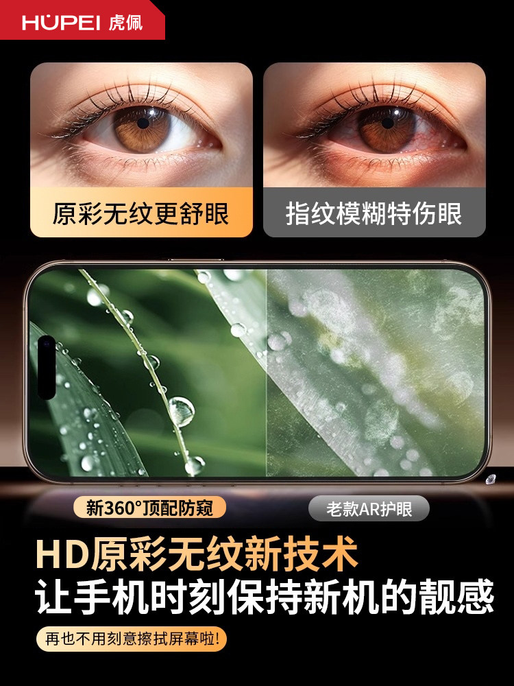 [German Top-Tier Privacy Protection]Hupai Tempered Glass Screen Protector for Apple 17 Pro Max, iPhone 16 Pro, High-Definition Protection, Ar Anti-Reflection, Anti-Glare, Anti-Peeping, Blue Light Protection, 15, 14 Plus Phone Film