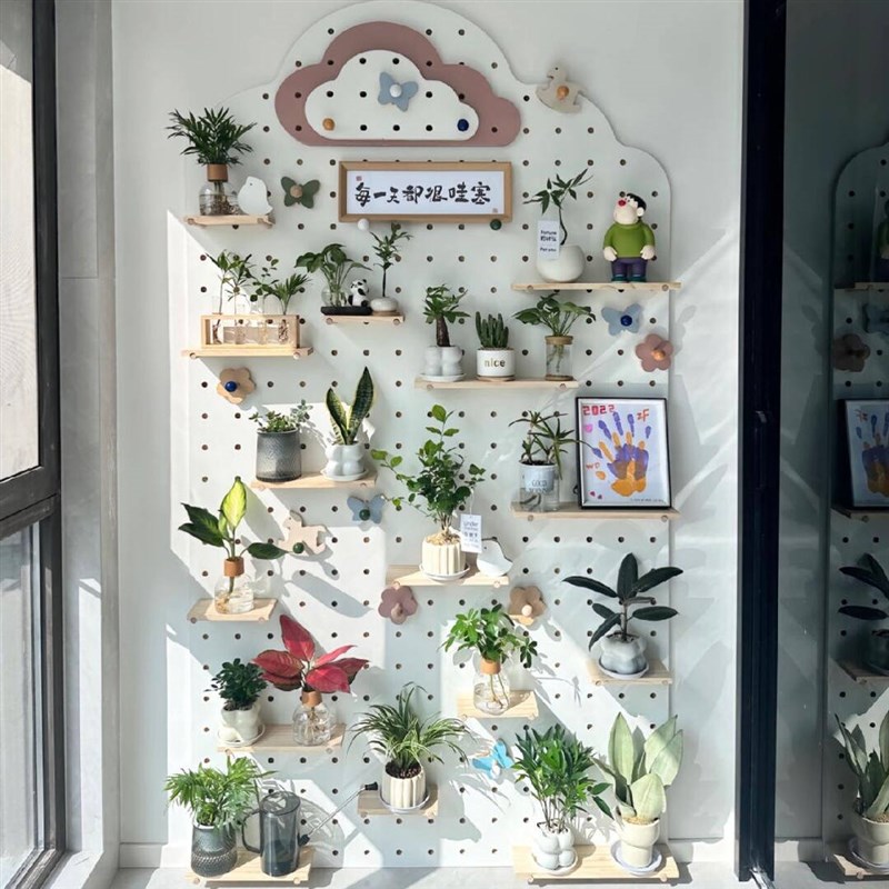 Hole board green plant e storage rack solid wood custom corner storage flower rack window sill balcony flower plant display rack