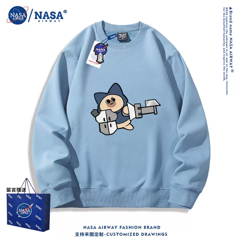 NASA ко-бренд монстер хантер милый кот Эллу кот молодежный спортивный свитер с круглым вырезом для мальчиков и девочек весна-осень пуловер