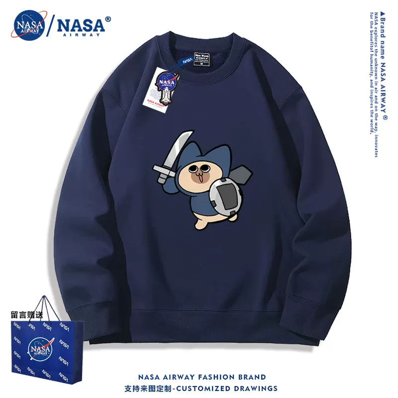 NASA ко-бренд монстер хантер милый кот Эллу кот молодежный спортивный свитер с круглым вырезом для мальчиков и девочек весна-осень пуловер