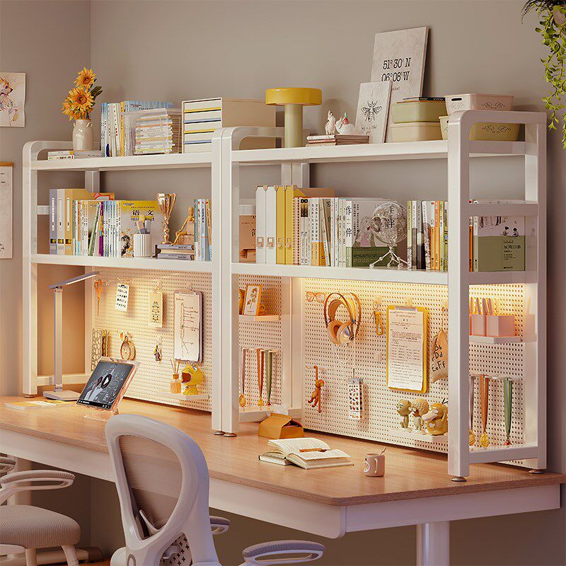 Perforated board storage rack vertical tabletop bookshelf multi-layer desk storage computer desk vertical iron art steel structure
