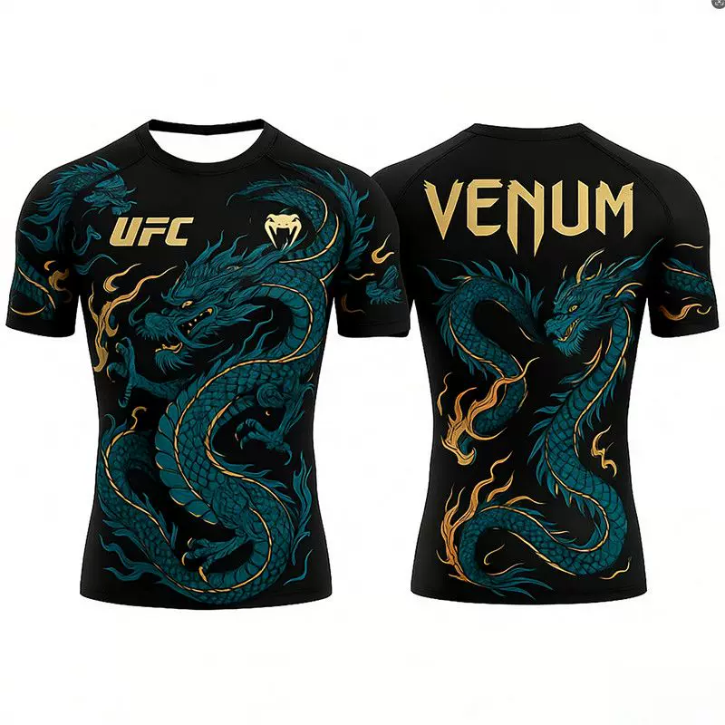 Футболка мужская UFC для боя и соревнований с красным драконом, с короткими рукавами, 3DT, спортивная верхняя одежда
