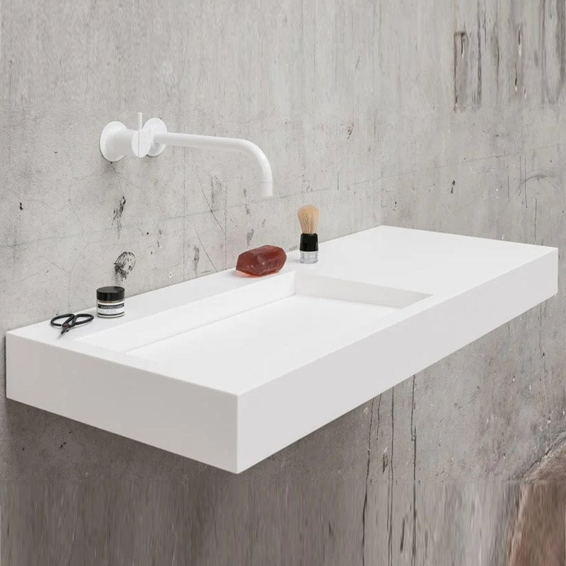 Acrylic nano artificial stone integrated pelvic floor basin white washbasin minimalist modern rock plate integrated bath cabinet-Taobao