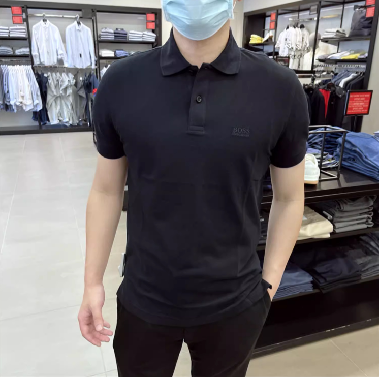 Boss Men's Short-Sleeved Lapel Polo Shirt Summer Business Casual Versatile Black Top Boss Men's Short-Sleeved Lapel Polo Shirt Summer Business Casual Versatile Black Top