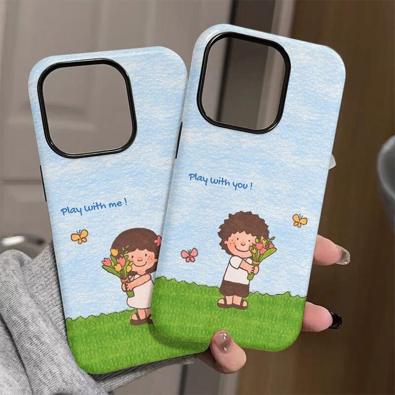 Casing Store Ins-Style Couple Bouquet Design Suitable for iPhone 16 Pro Phone Case, 15 Protective Cover, 14 for Women, 13 New Model, 16 Pro Max Protective Case