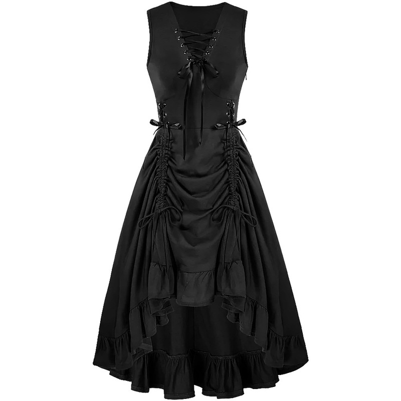 New European and American Victorian Era Women's Dress Renaissance Cosplay Multi-Layered High-Waisted Retro Dress