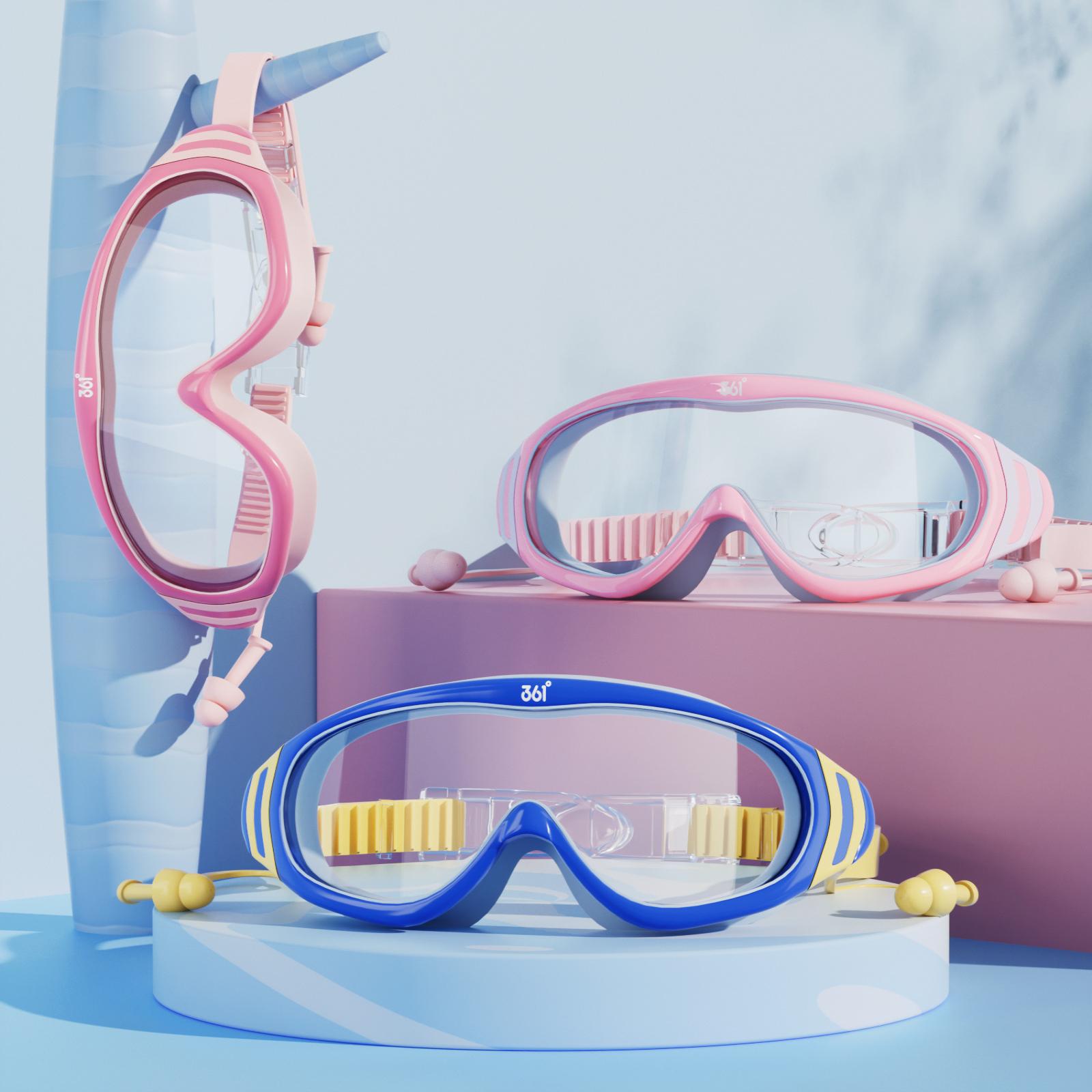 361 children's swimming goggles large frame with earplugs high-definition waterproof and anti-fog swimming goggles for boys and girls children's swimming equipment
