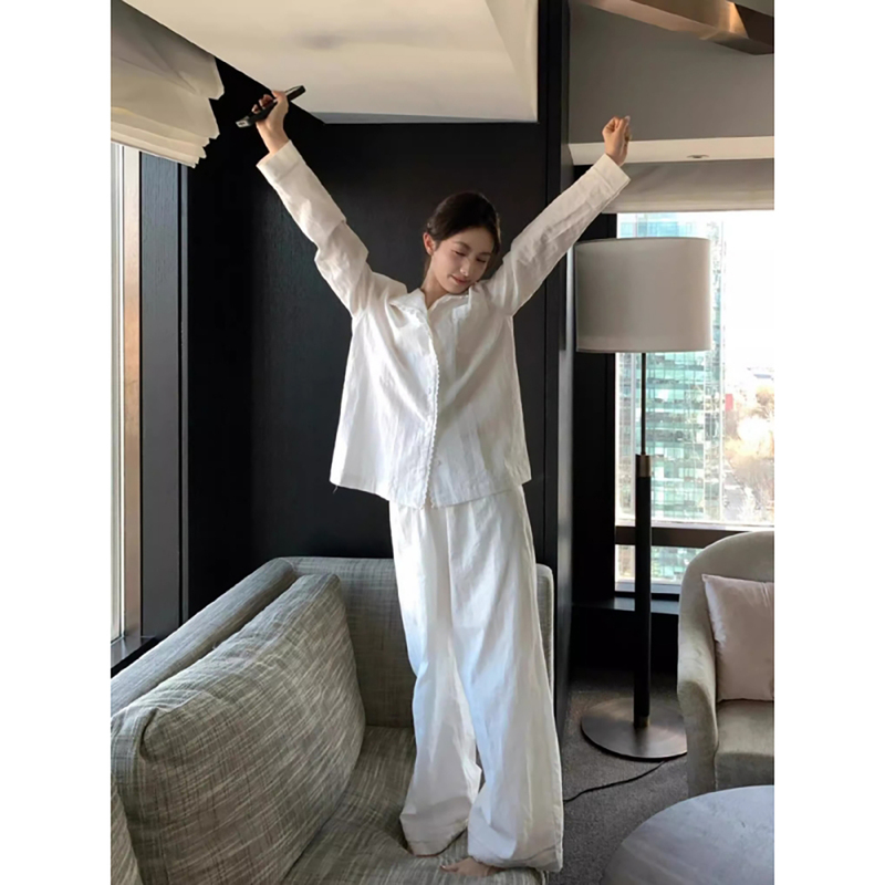 Korean Uamtor Pajamas for Women, New Autumn Style, Korean Version, Simple and Light Luxury Style, High-End Feel, Can Be Worn Outside, Home Wear Set
